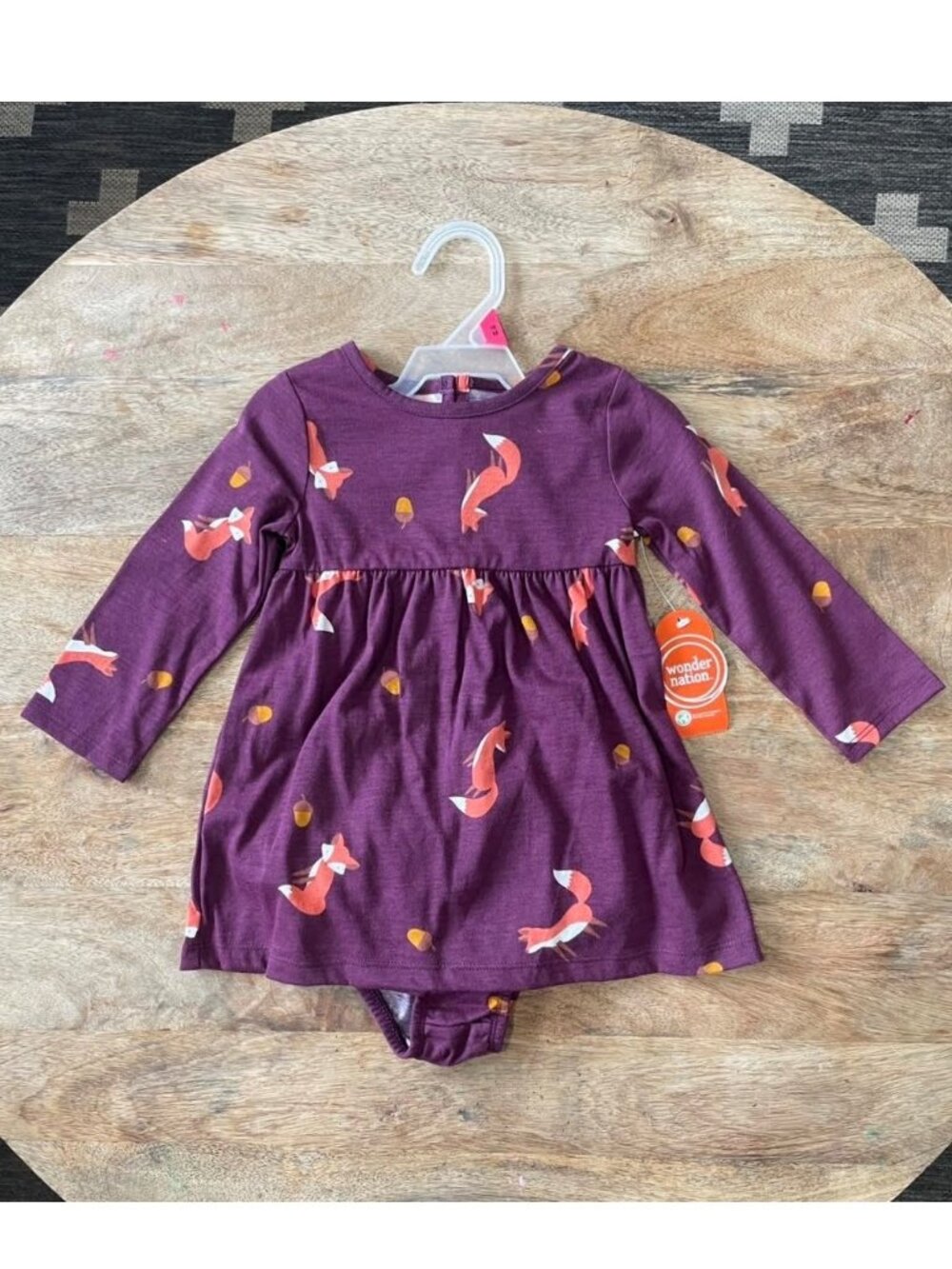 5/$20 NEW 2Pc 0-3M Girls Fox Dress & Diaper Cover Set